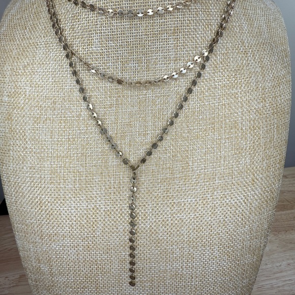 J. Crew Gold Necklace Layered Y-Shape Design - Picture 5 of 7
